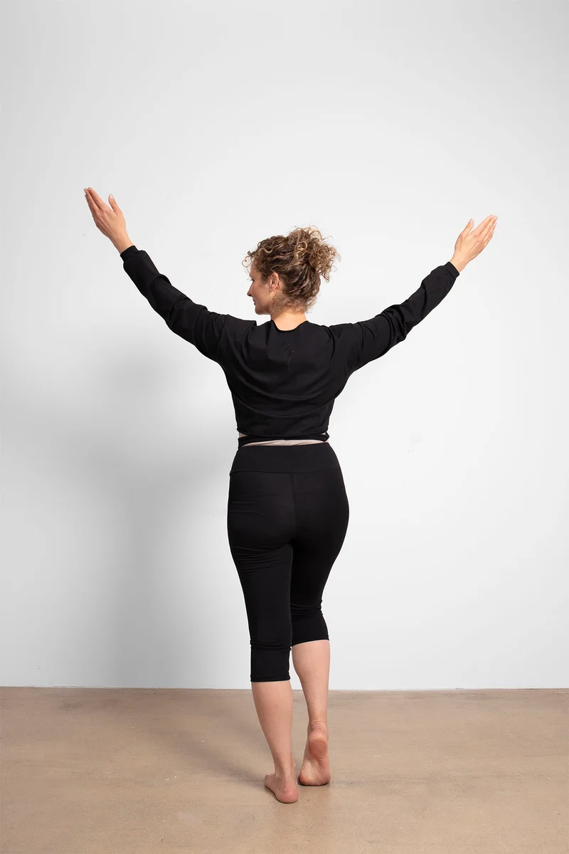 Talya Wrap Shirt — Mercerized Organic Cotton Multi-Tie Yoga Wrap with Long Sleeves