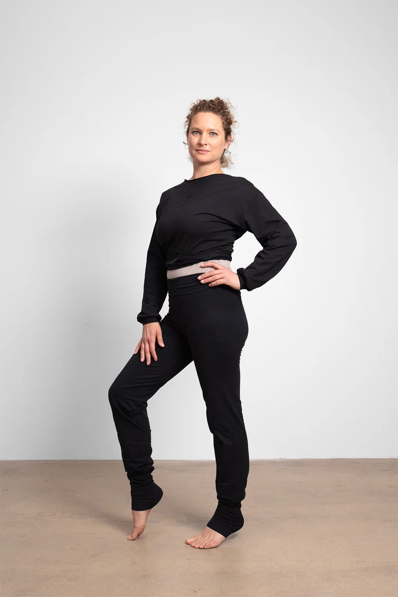 Talya Wrap Shirt — Mercerized Organic Cotton Multi-Tie Yoga Wrap with Long Sleeves
