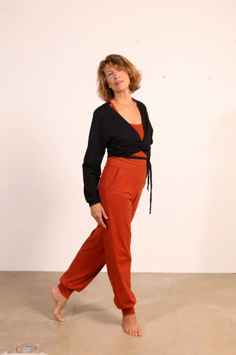 Talya Wrap Shirt — Mercerized Organic Cotton Multi-Tie Yoga Wrap with Long Sleeves