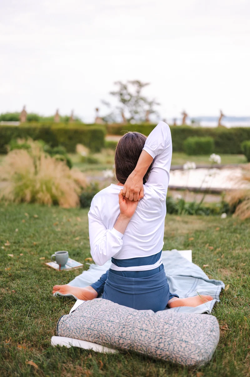 Talya Wrap Shirt — Mercerized Organic Cotton Multi-Tie Yoga Wrap with Long Sleeves