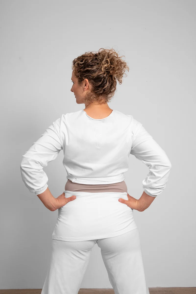 Talya Wrap Shirt — Mercerized Organic Cotton Multi-Tie Yoga Wrap with Long Sleeves