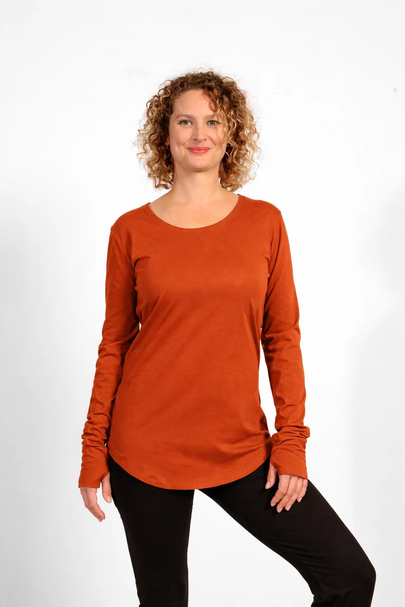 Lunara Longsleeve Shirt — Mercerized Organic Cotton Yoga Longsleeve with Thumb Loops