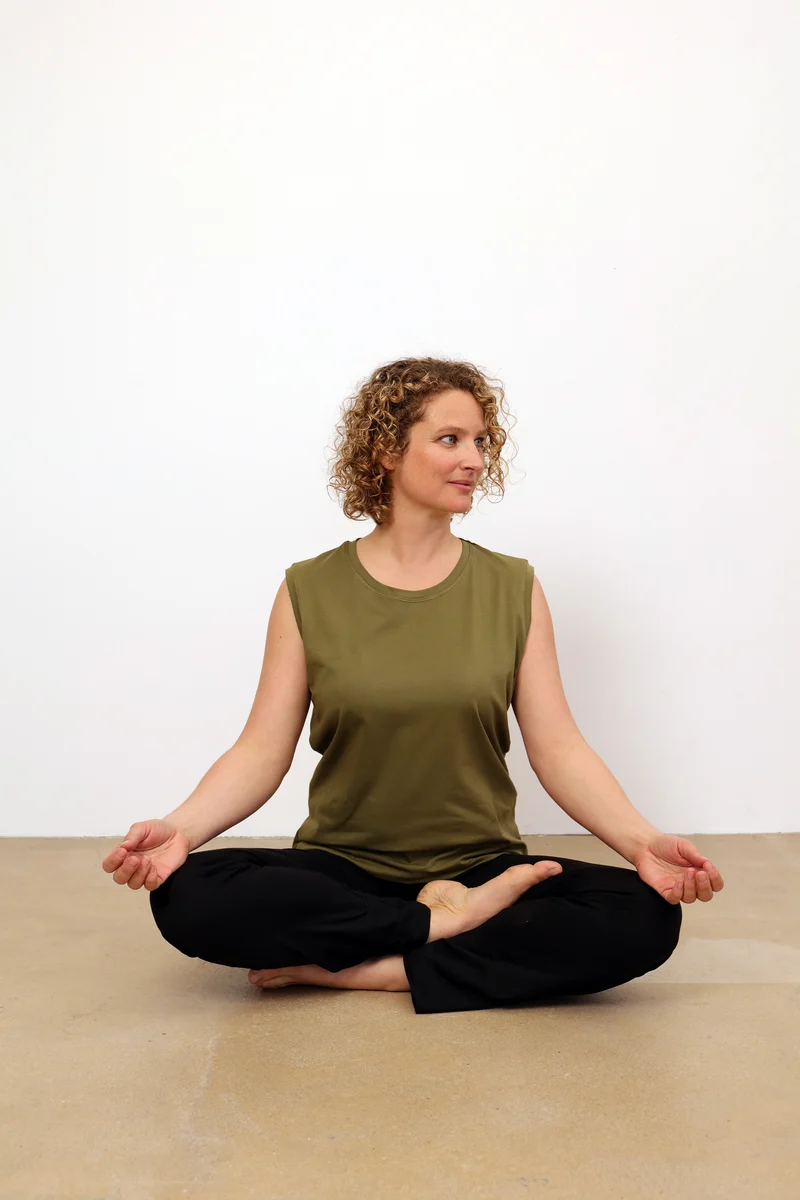 Maia Tank Top — Close-Fit Mercerized Organic Cotton Sleeveless Yoga Tank with Higher Neckline