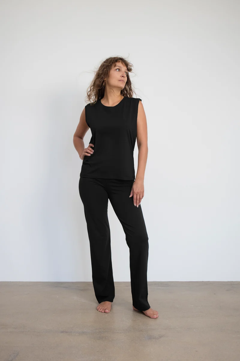 Maia Tank Top — Close-Fit Mercerized Organic Cotton Sleeveless Yoga Tank with Higher Neckline