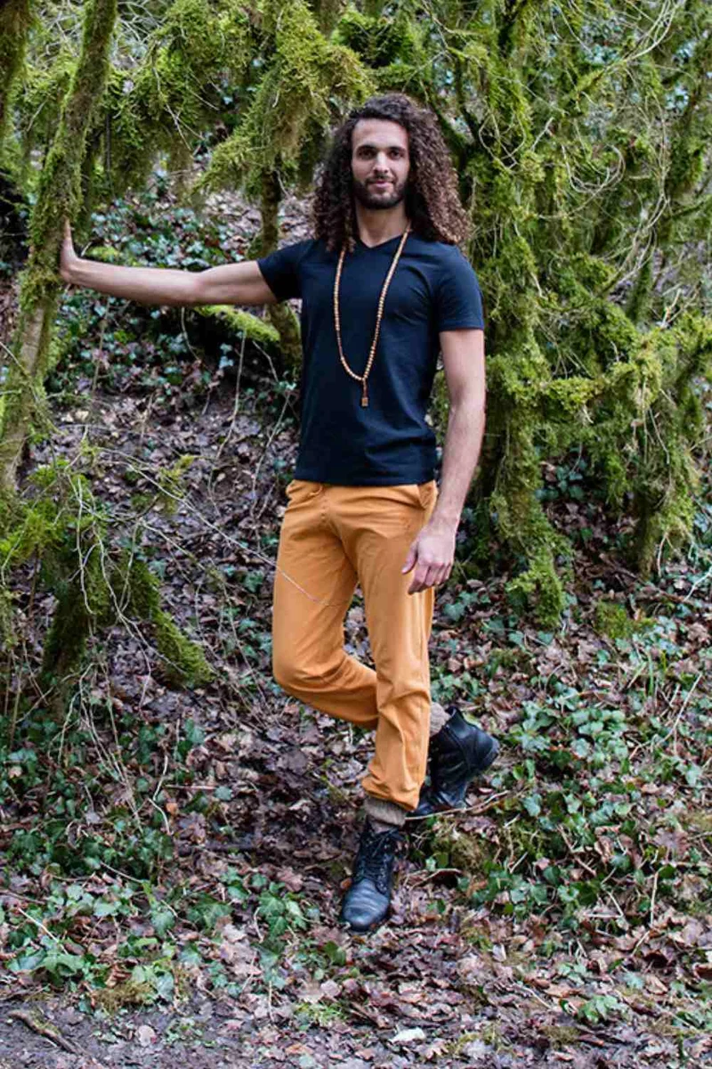 Sadhak Men's Yoga T-shirt — Close-Fit Organic Cotton Yoga T-shirt with V-neck
