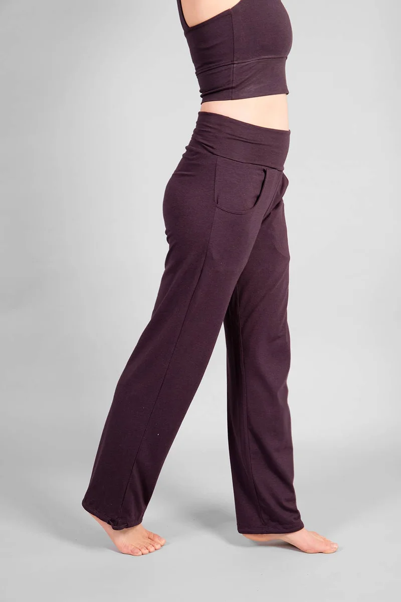 Lilii Loose Fit Pants — Bamboo & Organic Cotton Yoga Pants with Extra-Long Double Waistband
