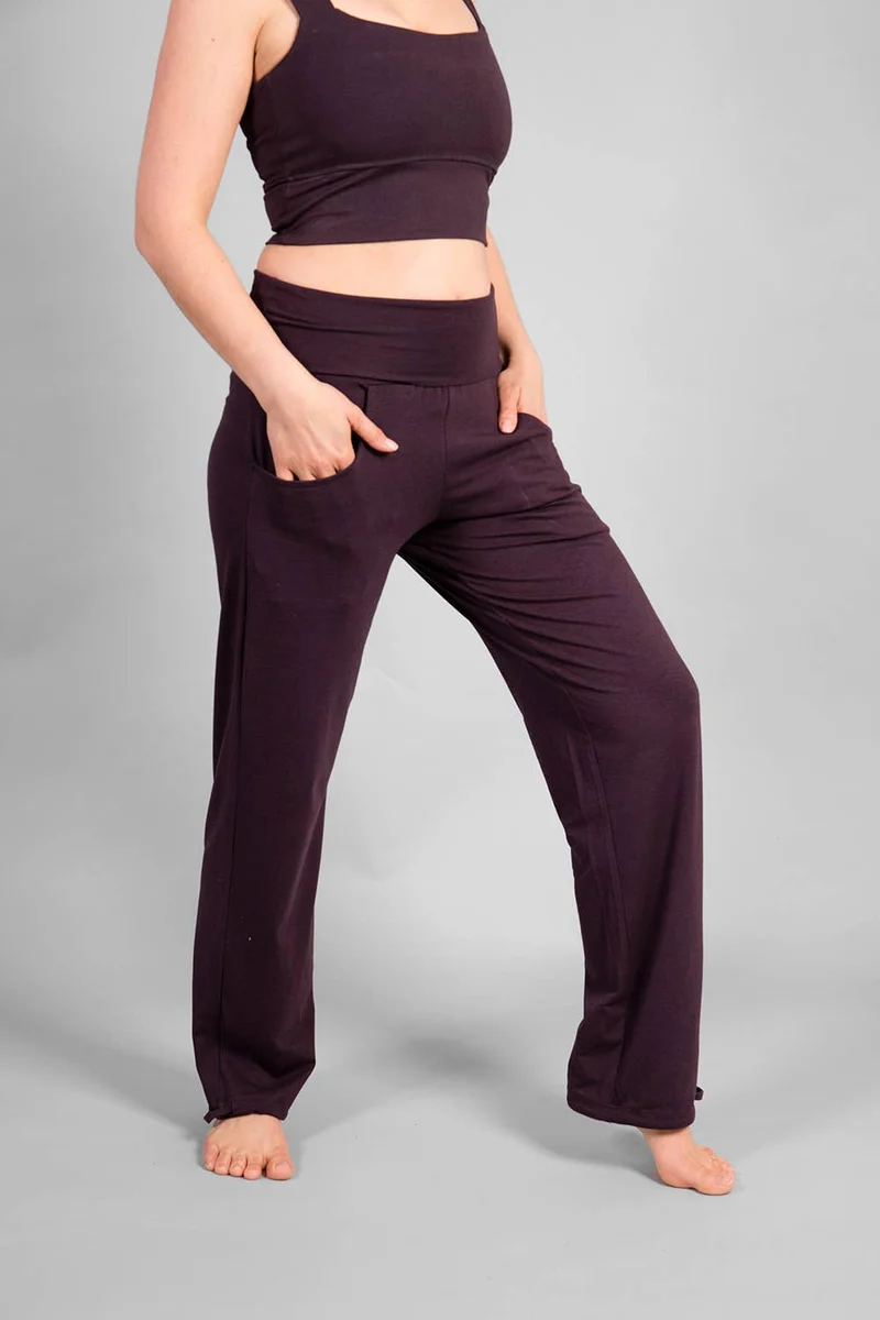 Lilii Loose Fit Pants — Bamboo & Organic Cotton Yoga Pants with Extra-Long Double Waistband