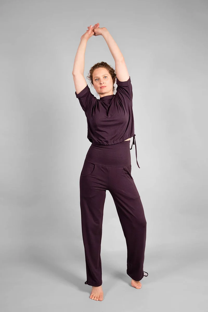 Lilii Loose Fit Pants — Bamboo & Organic Cotton Yoga Pants with Extra-Long Double Waistband