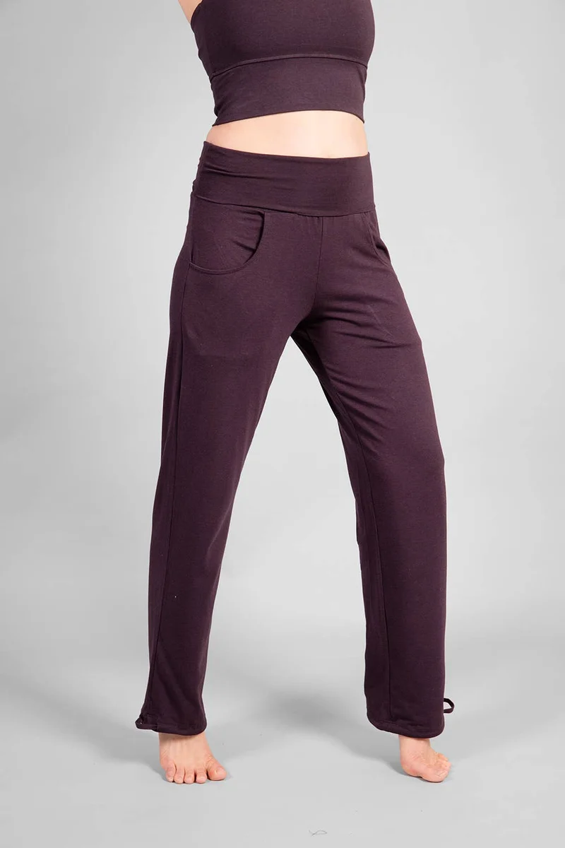 Lilii Loose Fit Pants — Bamboo & Organic Cotton Yoga Pants with Extra-Long Double Waistband