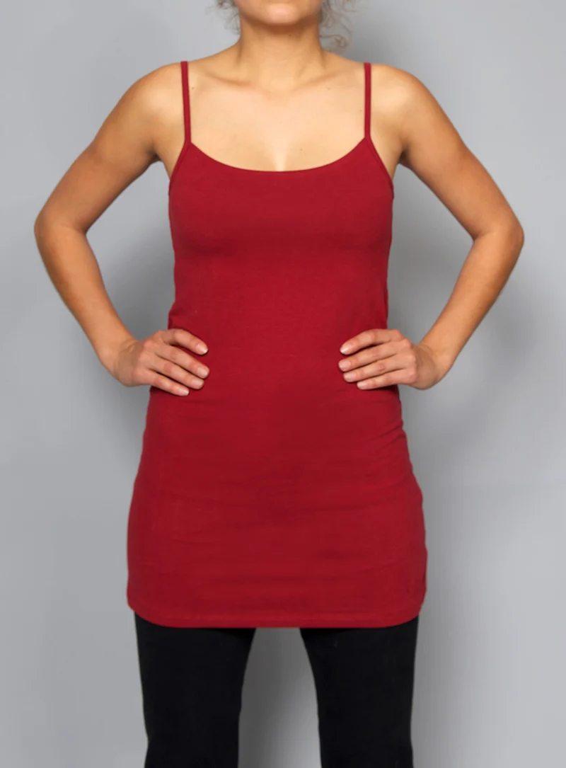 Amrit Long Tank Top — Organic Cotton Longline Yoga Tank with Thin Straps