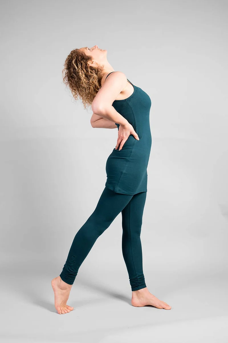 Amrit Long Tank Top — Organic Cotton Longline Yoga Tank with Thin Straps
