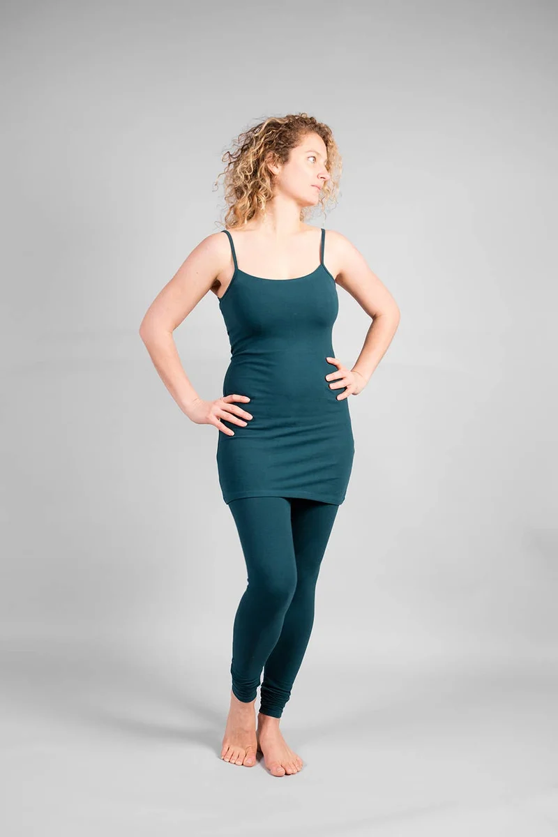 Amrit Long Tank Top — Organic Cotton Longline Yoga Tank with Thin Straps