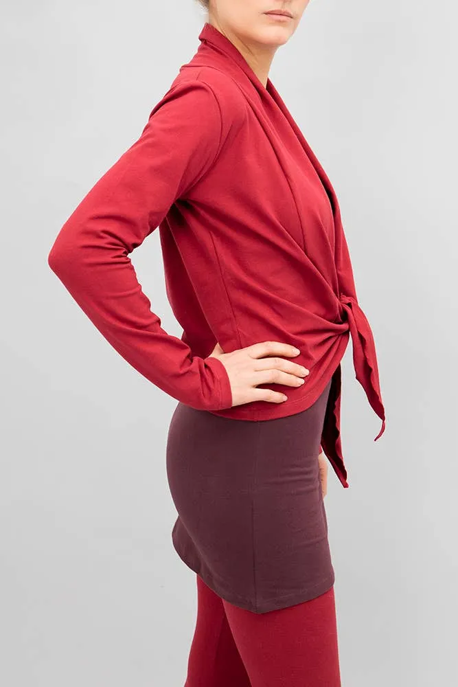 Amba Wrap Shirt — Organic Cotton Yoga Wrap Jacket, Tied at Front or Worn Open