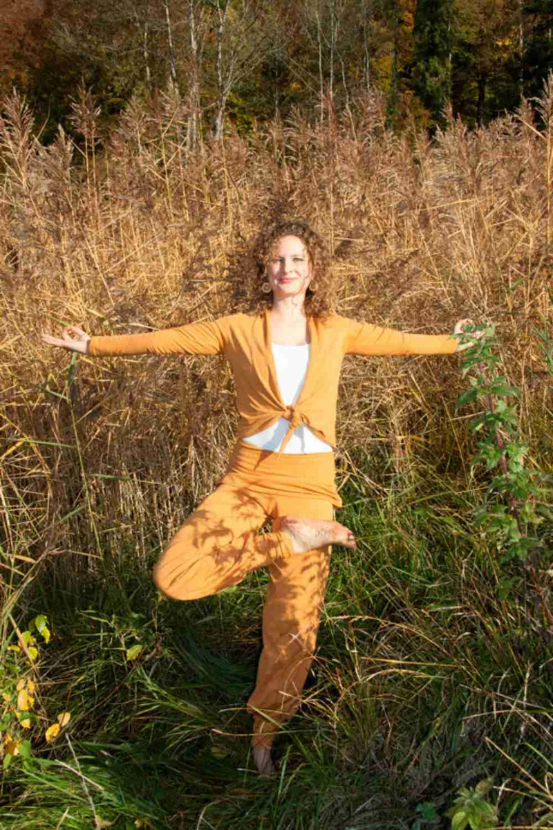 Amba Wrap Shirt — Organic Cotton Yoga Wrap Jacket, Tied at Front or Worn Open