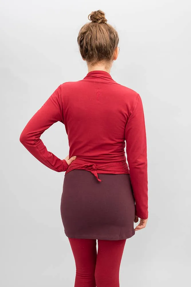 Amba Wrap Shirt — Organic Cotton Yoga Wrap Jacket, Tied at Front or Worn Open