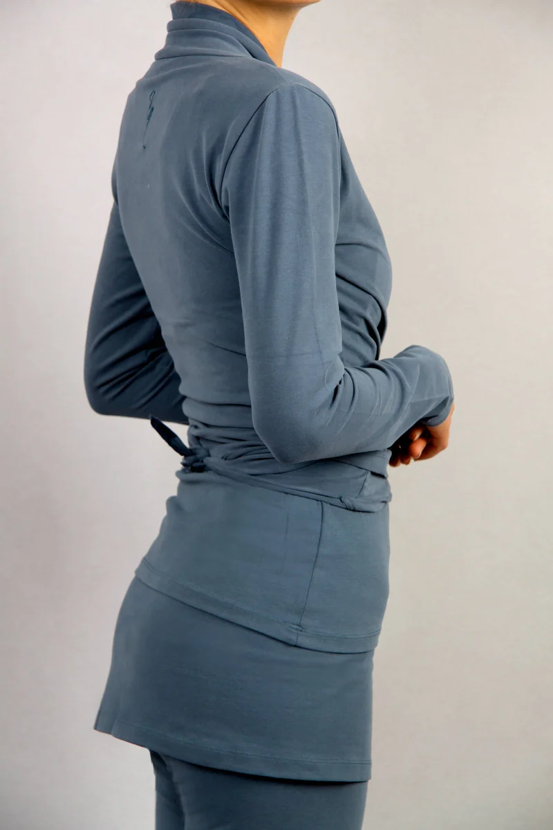 Amba Wrap Shirt — Organic Cotton Yoga Wrap Jacket, Tied at Front or Worn Open