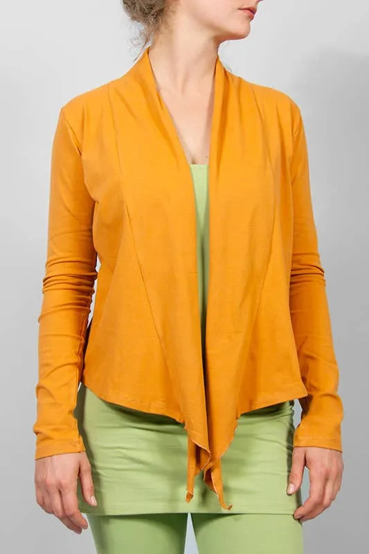 Amba Wrap Shirt — Organic Cotton Yoga Wrap Jacket, Tied at Front or Worn Open