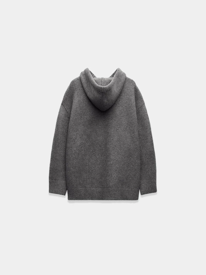Oversized hooded knit pullover