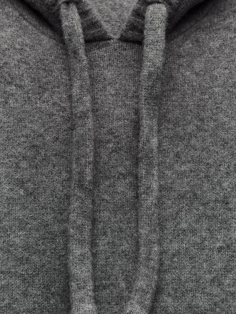 Oversized hooded knit pullover