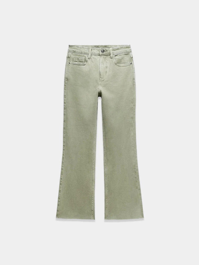 Green Mid Rise Flared Jeans