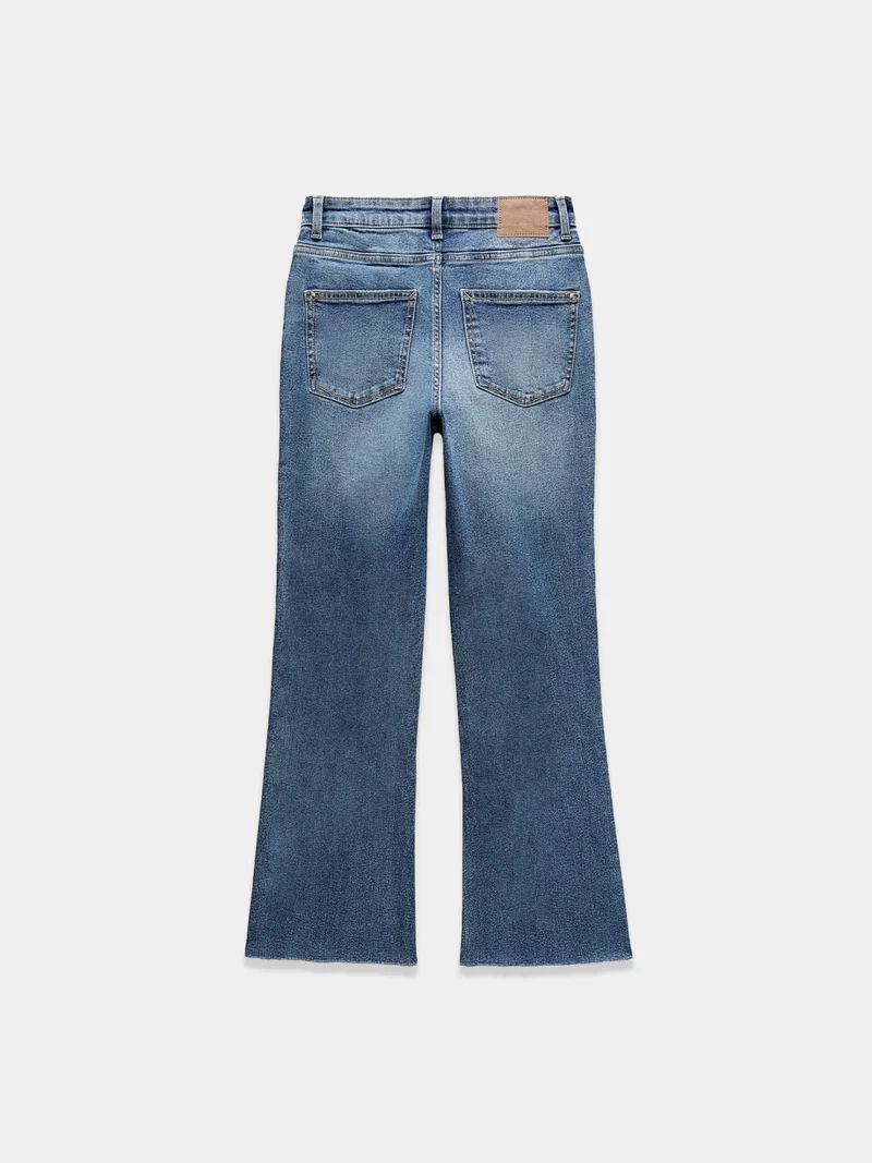 Green Mid Rise Flared Jeans