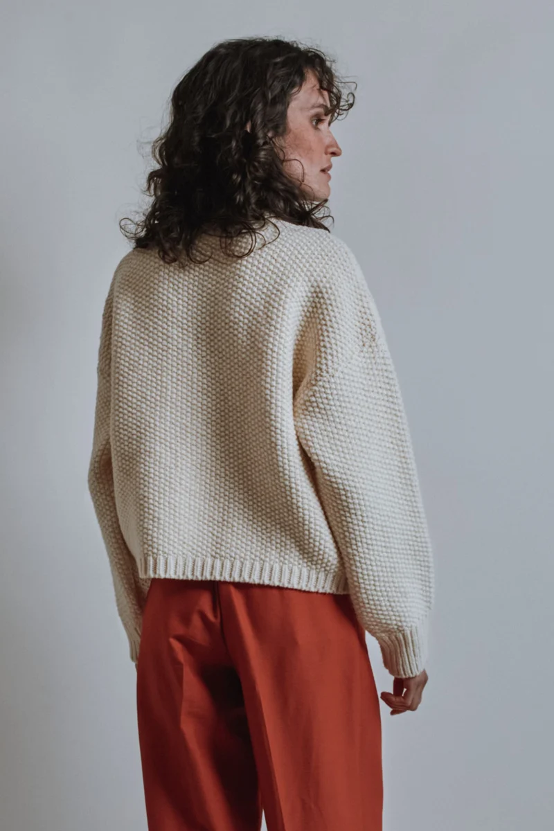 PAOLA Irish Cable Sweater in Merino Wool - Off-White