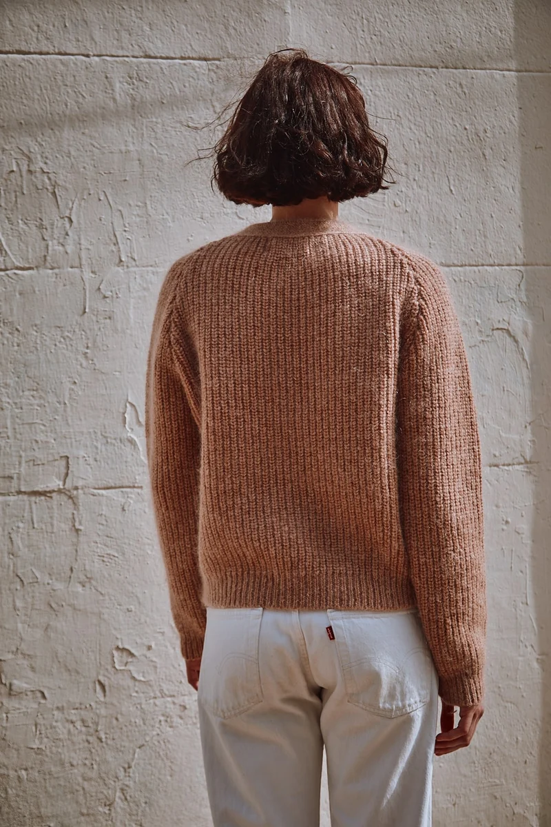 ANNA V-Neck Cardigan in Merino-Mohair Wool - Light Pink