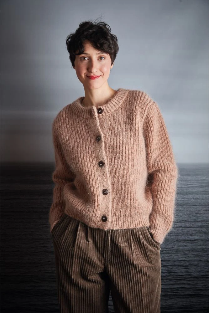 CHARLOTTE Round-Neck Cardigan in Merino-Mohair Wool - Light Pink