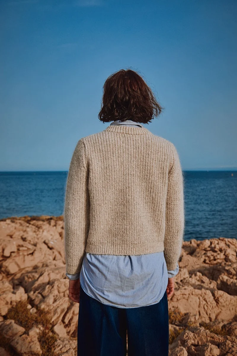 CHARLOTTE Round-Neck Cardigan in Merino-Mohair Wool - Beige