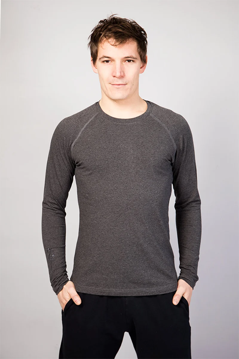 Bencha Men's Long-Sleeve T-shirt — Lightweight 100% Organic Cotton with Close Fit