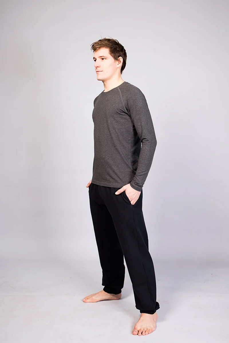 Bencha Men's Long-Sleeve T-shirt — Lightweight 100% Organic Cotton with Close Fit