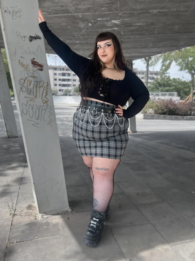 Plaid Mini Skirt - Black & Grey