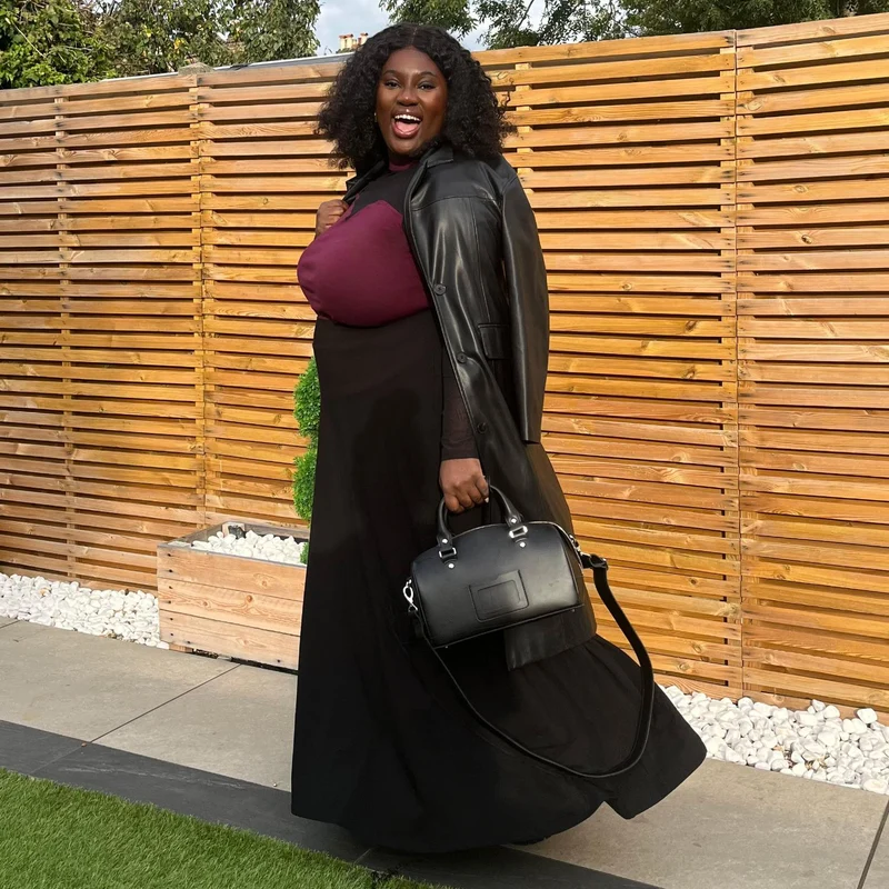 Cotton Jersey Maxi A-Line Skirt - Black