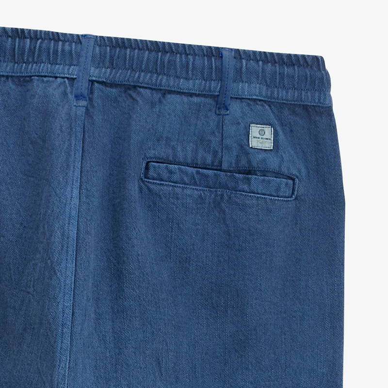 Pantalon coton twill texturé taille élastiquée bleu 549 SBPLAY
