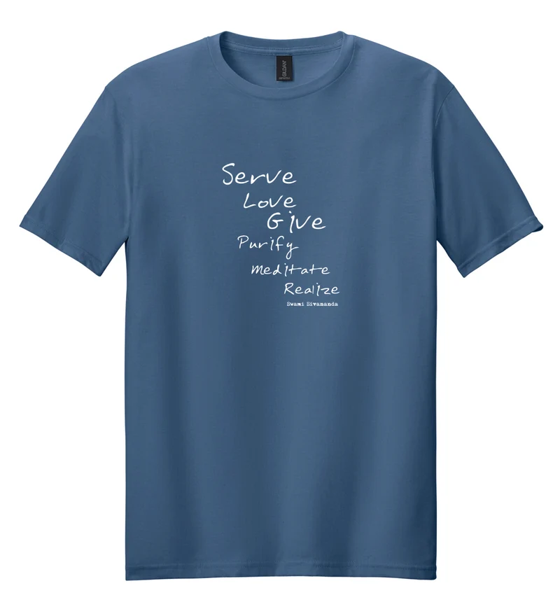 T-shirt de yoga unisexe 100 % coton standard pour homme Bleu (Serve Love Give)