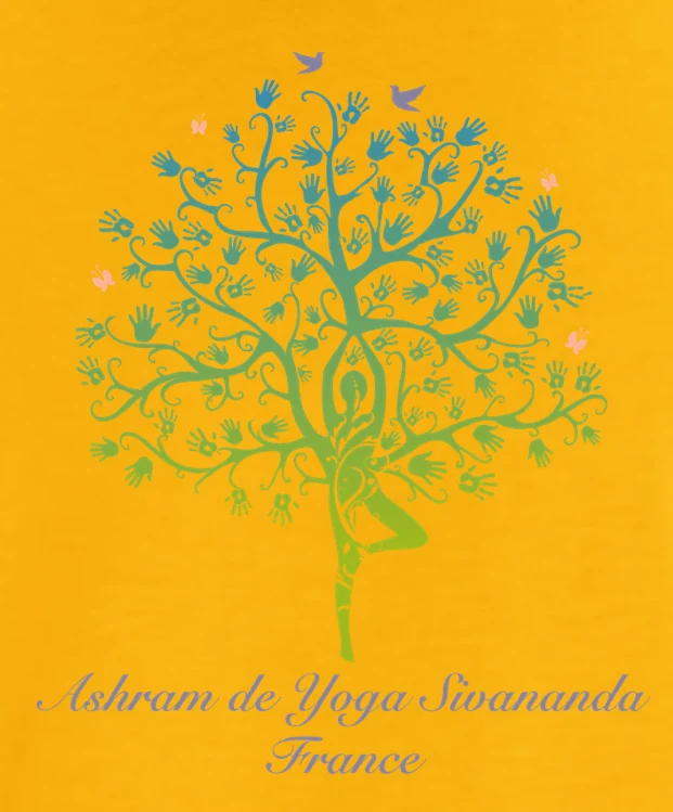 T-shirt de yoga unisexe 100 % coton standard pour homme, jaune (Ashram Tree)