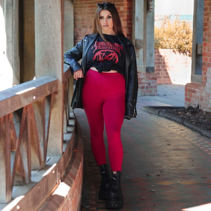 Squat-Proof Leggings - Blood Red