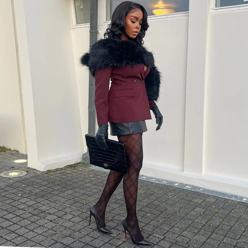 Mixed Denier Tights - Midnight Plaid