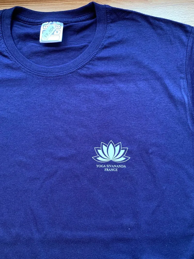 T-shirt de yoga unisexe standard en coton bleu roi - Lotus Yoga Sivananda