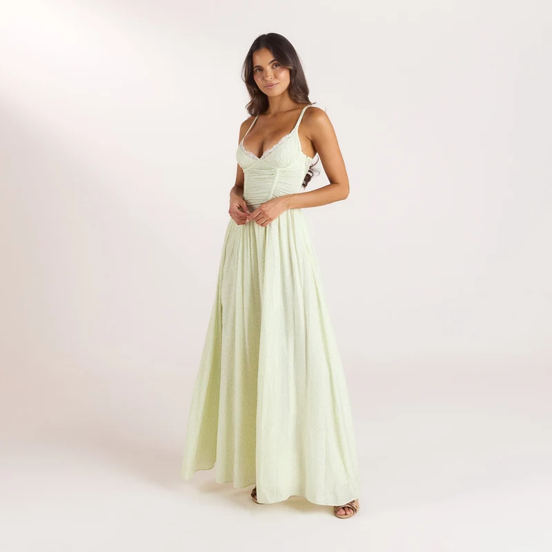 Robe Maxi Plongeante - Crème Florale