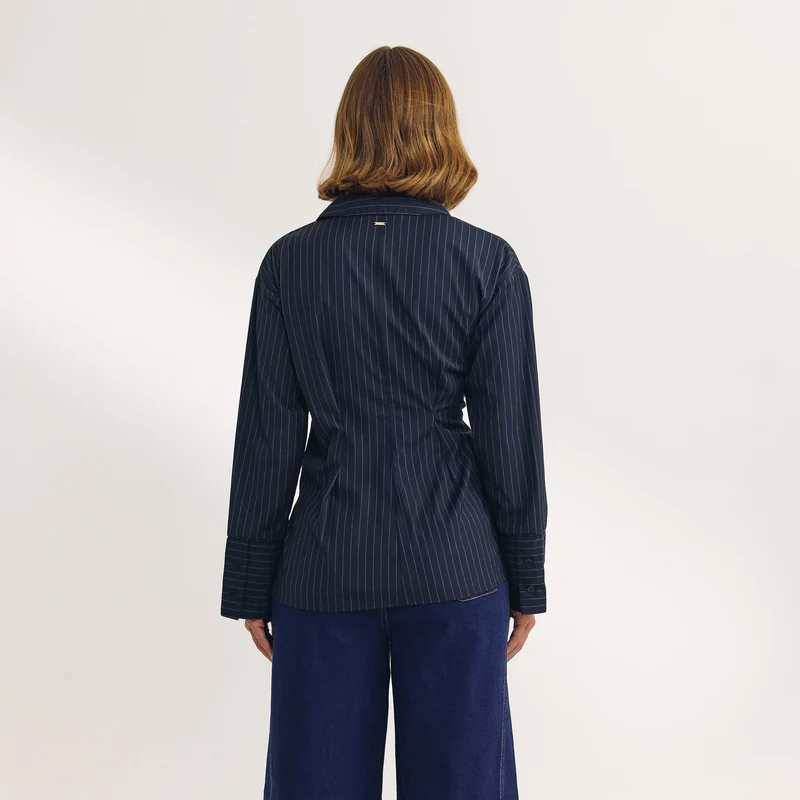 T-shirt Asymétrique - Rayures Bleu Marine