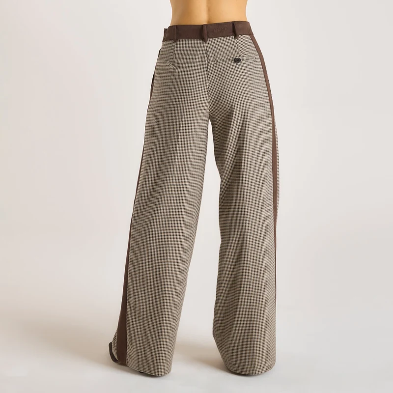 Pantalon Pied-de-Poule - Marron