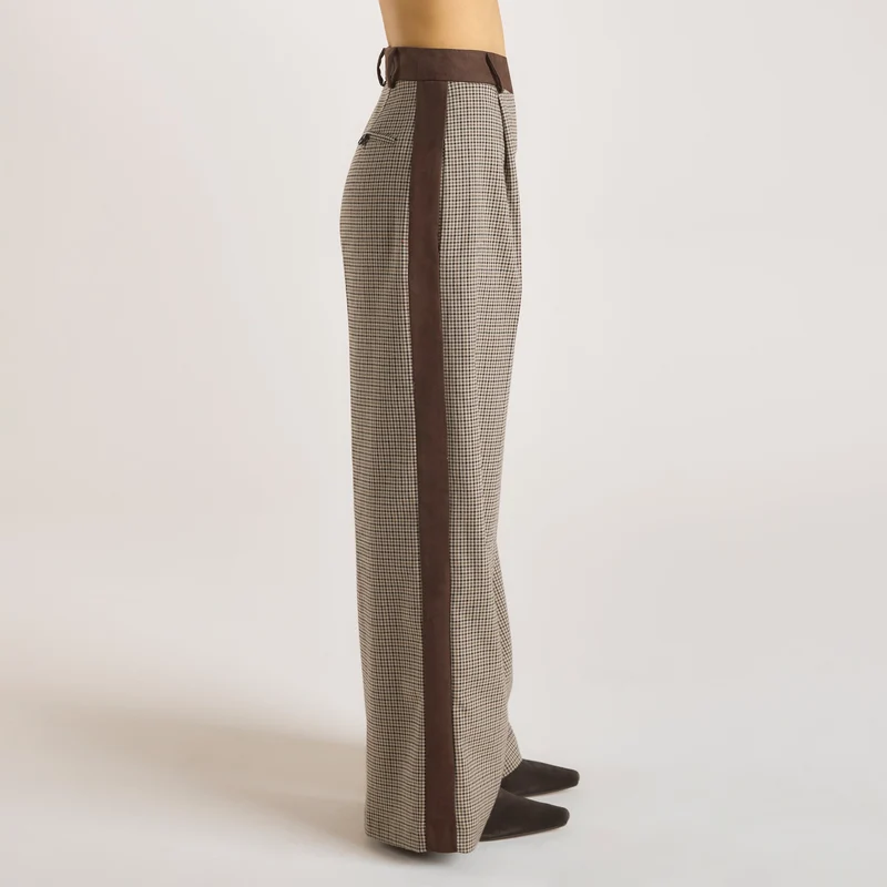 Pantalon Pied-de-Poule - Marron