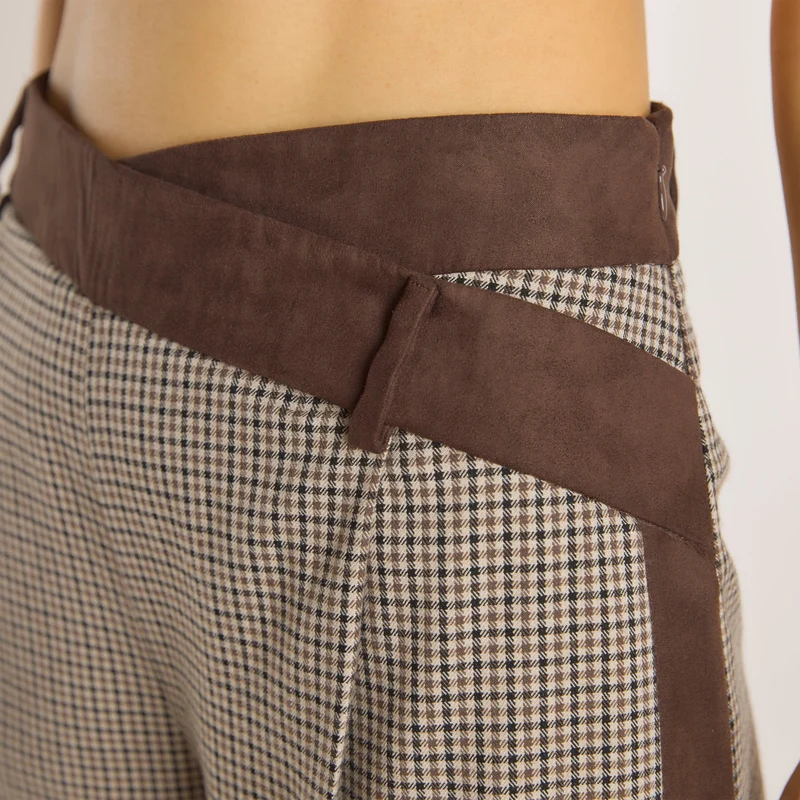 Pantalon Pied-de-Poule - Marron