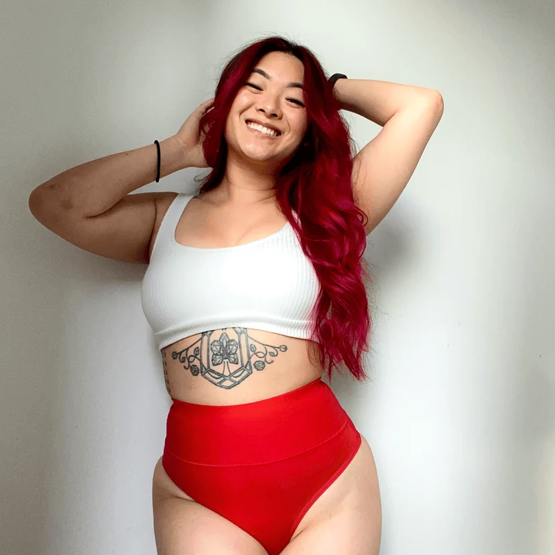 Organic Cotton Cheeky High Leg Knickers - Lobster