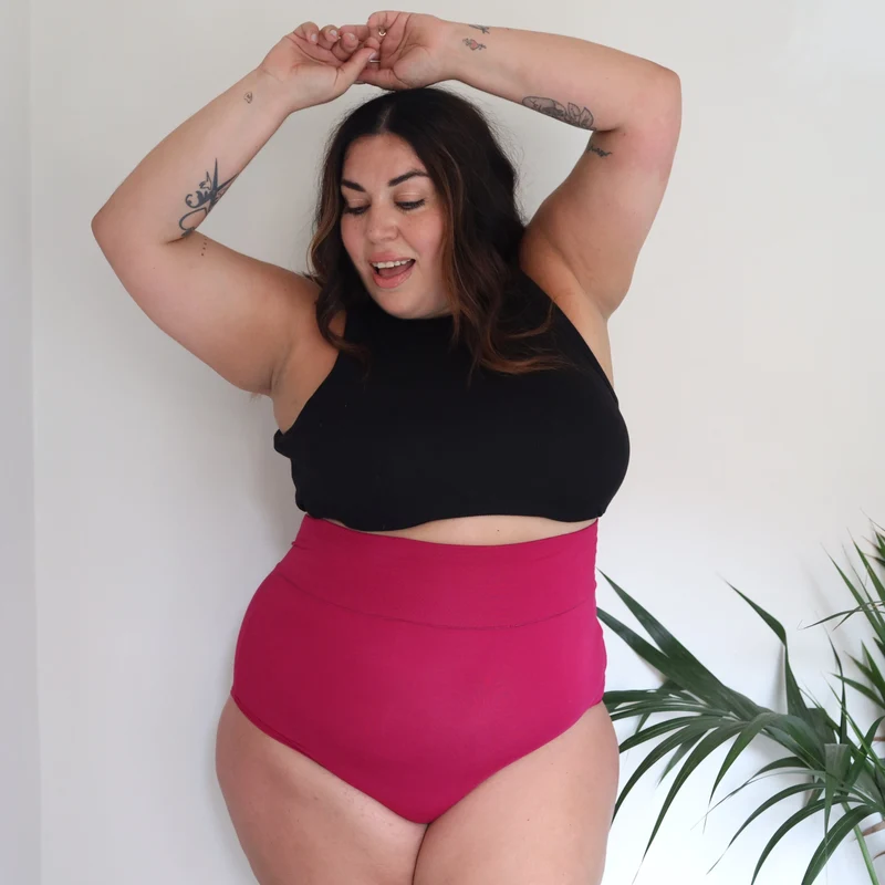 Organic Cotton Super High Waist Knickers - Raspberry Pie