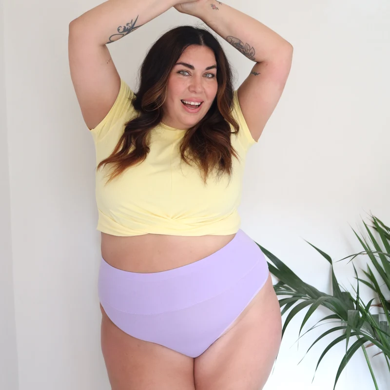 Organic Cotton Cheeky High Leg Knickers - Cassis de Violet