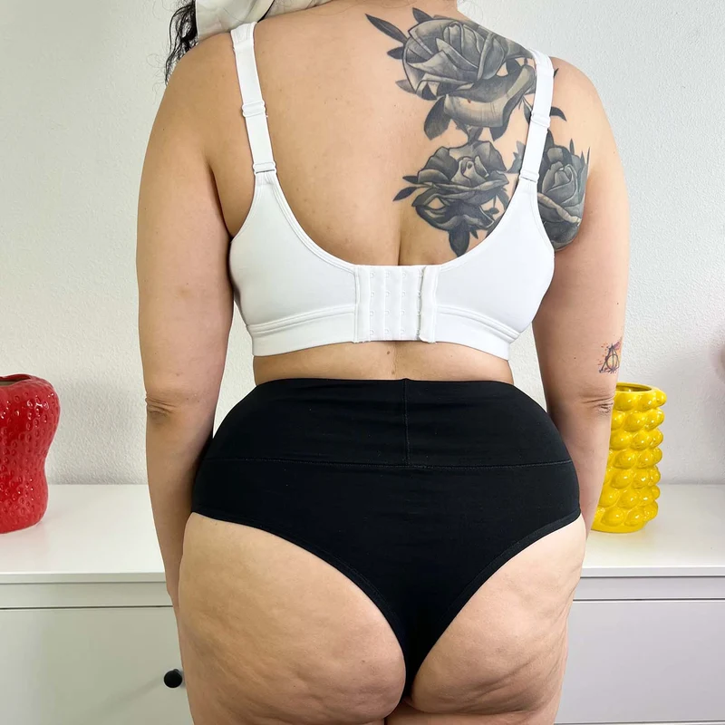 Organic Cotton Cheeky High Leg Knickers - Black