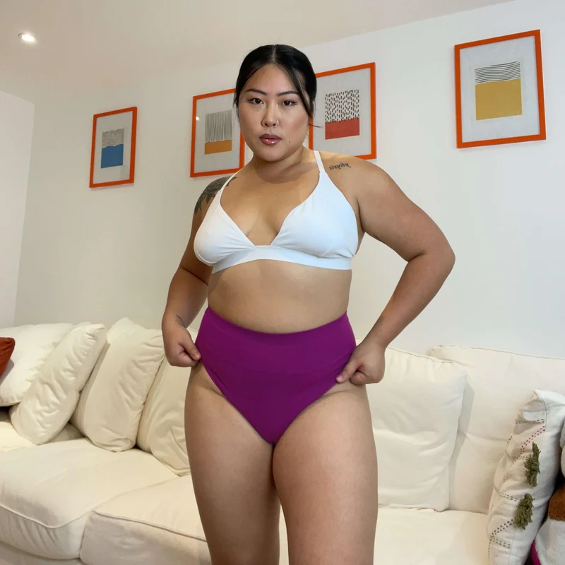 Organic Cotton Super High Leg Knickers - Figgy Pudding