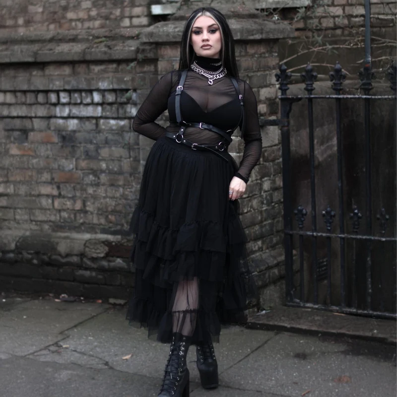 Maxi Mesh Skirt - Black